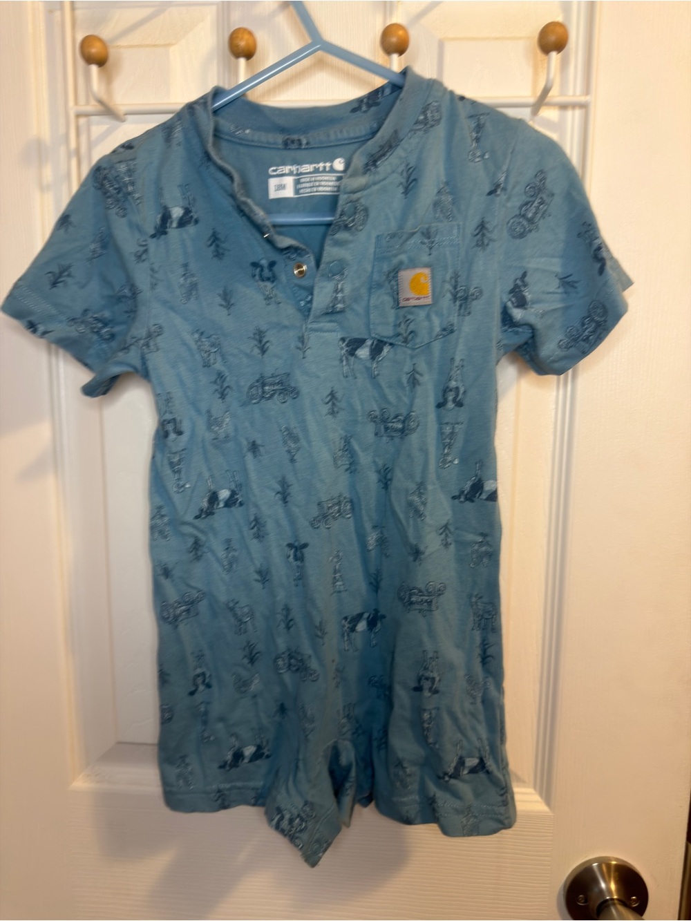 Carhartt Kids Blue Printed One-Piece Bodysuit